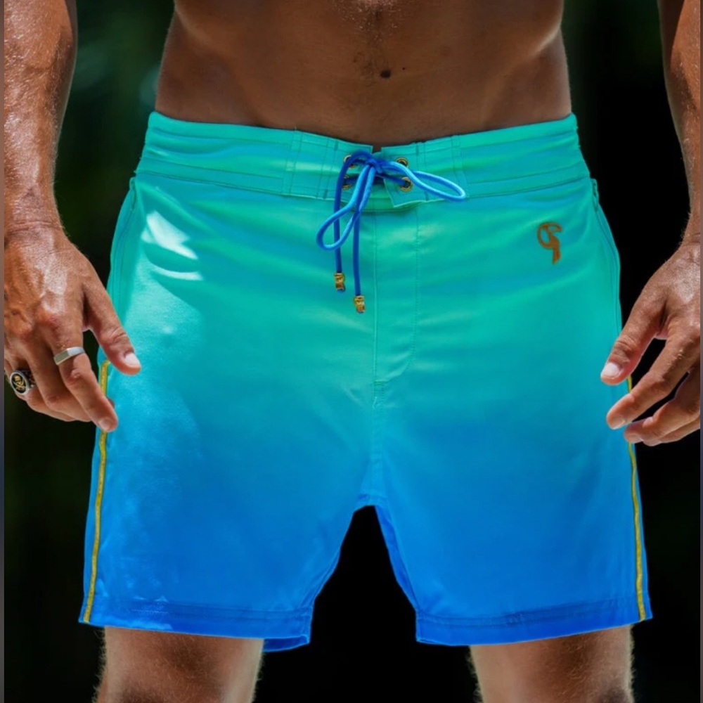 Men's Gradient Teal to Blue Swim Board Shorts
